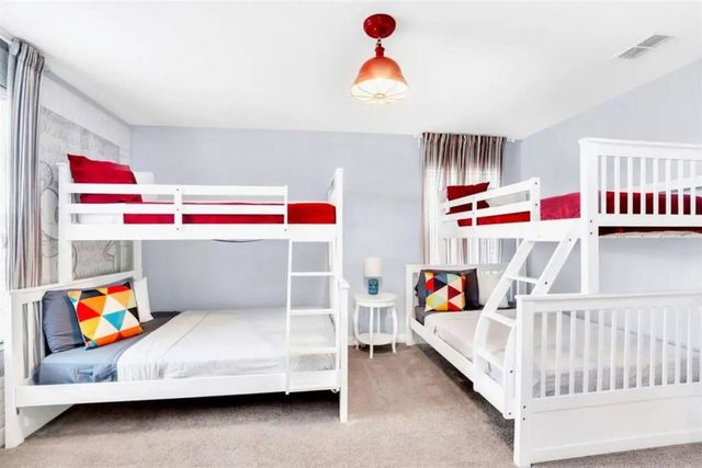 Pixel & Pixie Retreat, Upstairs Mickey's room with two bunks including two twins and two full beds that sleep six
