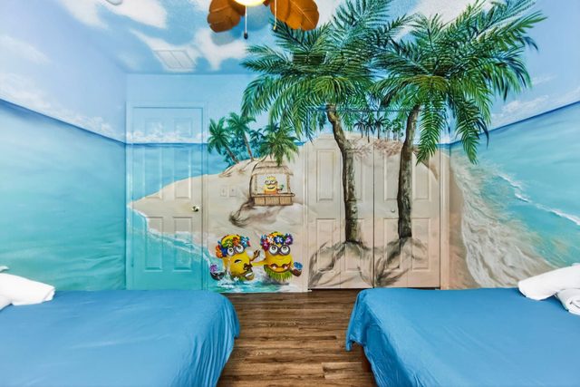 Wonderlands & Wizards Villa, The Minions Beach Party Room with two Full Size beds (Shared bathroom)