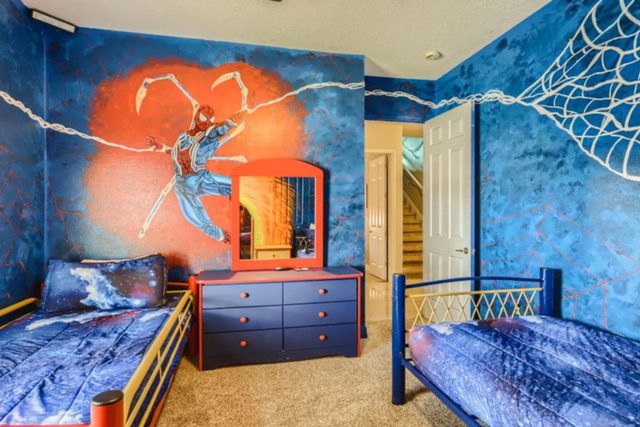 The Marvel Mansion, Spiderman room with two win beds and magic portal to Doctor Strange room 2