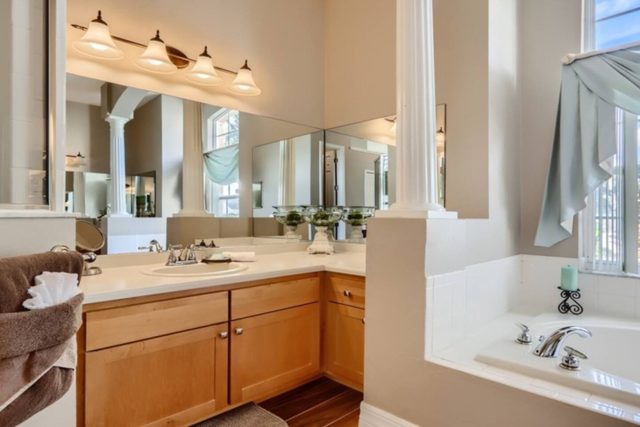 The Marvel Mansion, Master bathrooms with tub and standalone shower and two vanities